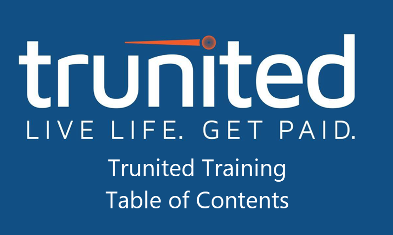 Trunited Training Table of Contents