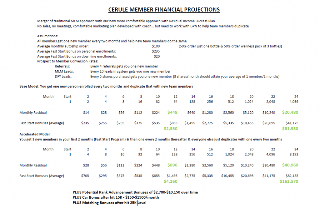 GPN Cerule Financial Projections
